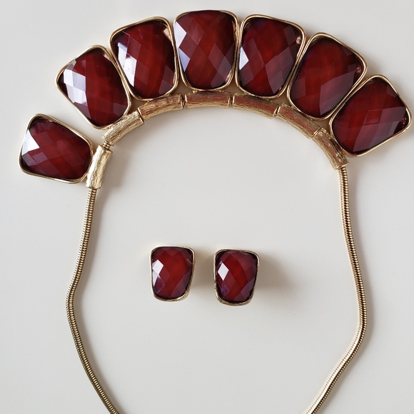 Necklace and earrings/wine color - Picture 13 of 13